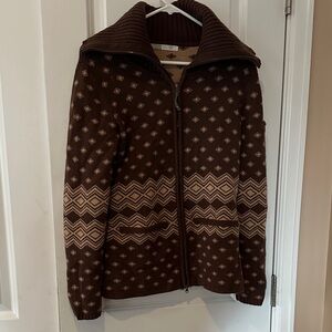 Athleta Brown Geometric Men's Zip-Up Sweater